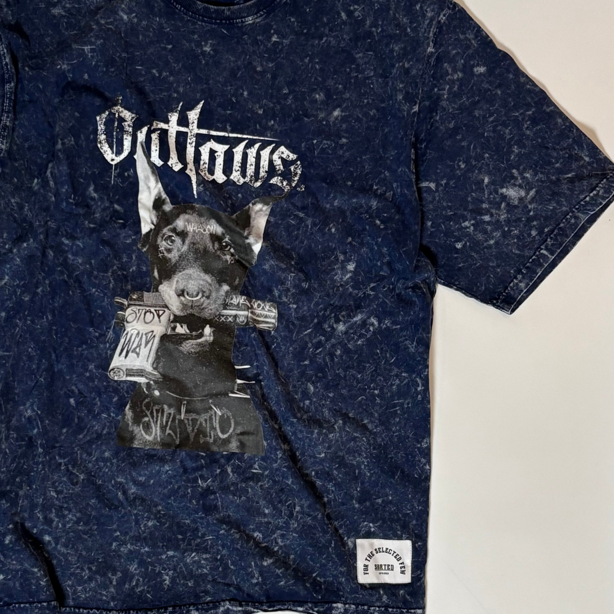 OUTLAWS ACID WASHED T - SHIRT